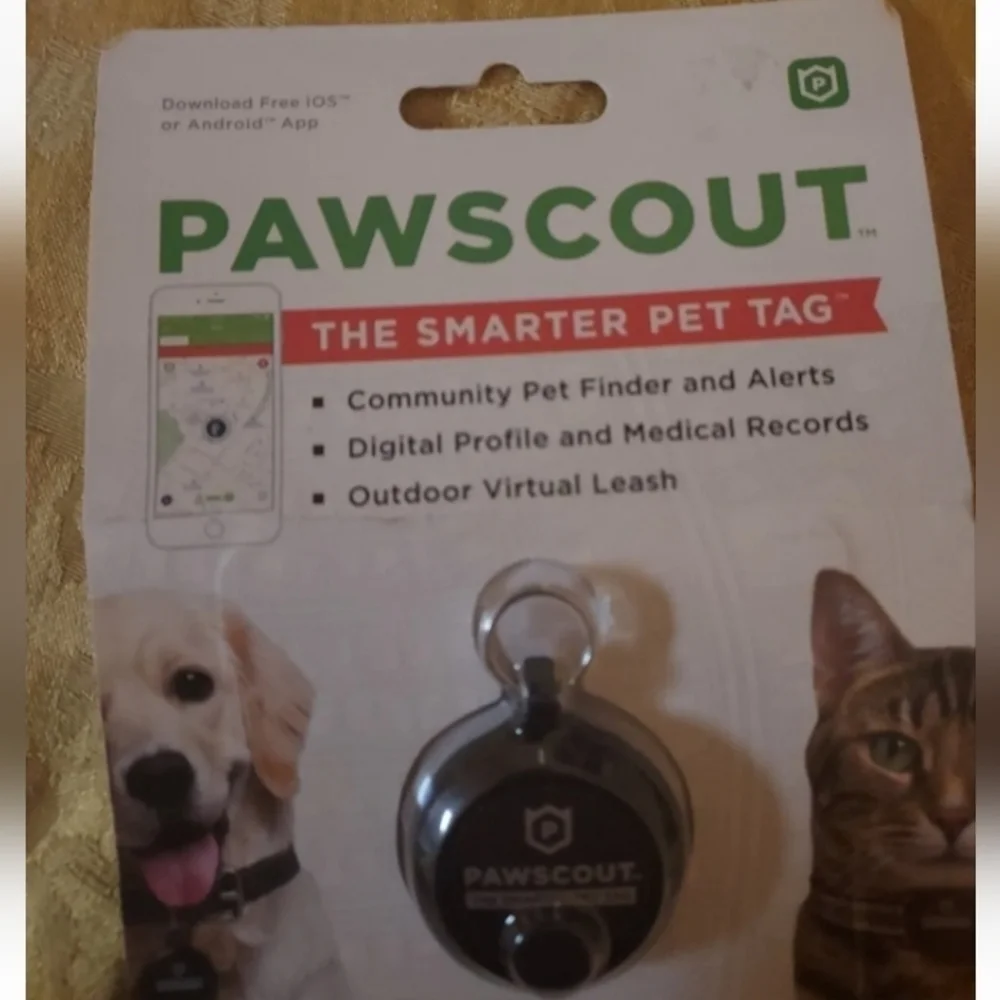 PAWSCOUT The Smarter Pet Tag Community Pet Finder & Alerts Bluetooth Black NEW